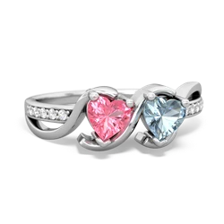 Lab Pink Sapphire Side By Side 14K White Gold ring R3090