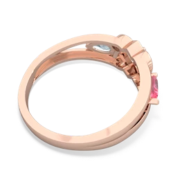 Lab Pink Sapphire Hearts Intertwined 14K Rose Gold ring R5880