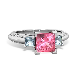 Lab Pink Sapphire Eternal Embrace Engagement 14K White Gold ring C2001