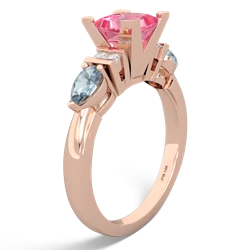 Lab Pink Sapphire 6Mm Princess Eternal Embrace Engagement 14K Rose Gold ring C2002