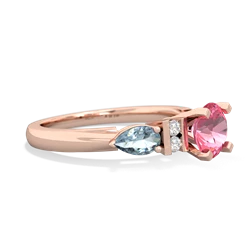 Lab Pink Sapphire 6Mm Round Eternal Embrace Engagement 14K Rose Gold ring R2005