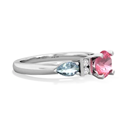 Lab Pink Sapphire 6Mm Round Eternal Embrace Engagement 14K White Gold ring R2005