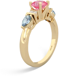 Lab Pink Sapphire 6Mm Round Eternal Embrace Engagement 14K Yellow Gold ring R2005