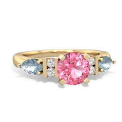 Lab Pink Sapphire 6Mm Round Eternal Embrace Engagement 14K Yellow Gold ring R2005