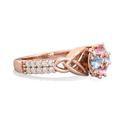 Lab Pink Sapphire Celtic Knot Cluster Engagement 14K Rose Gold ring R26443RD