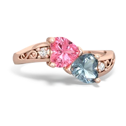 Lab Pink Sapphire Snuggling Hearts 14K Rose Gold ring R2178