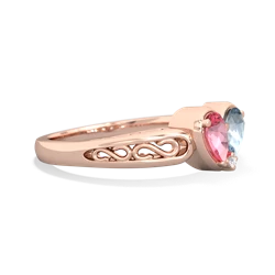 Lab Pink Sapphire Filligree 'One Heart' 14K Rose Gold ring R5070