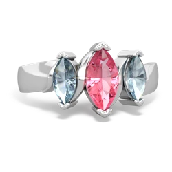 Lab Pink Sapphire Three Peeks 14K White Gold ring R2433