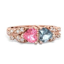 Lab Pink Sapphire Diamond Butterflies 14K Rose Gold ring R5601