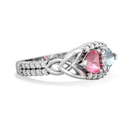 Lab Pink Sapphire Sparkling Celtic Knot 14K White Gold ring R2645