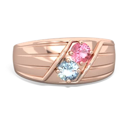 Lab Pink Sapphire Men's Streamline 14K Rose Gold ring R0460