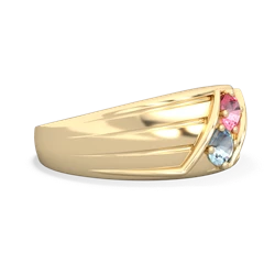 Lab Pink Sapphire Men's Streamline 14K Yellow Gold ring R0460