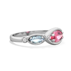 Lab Pink Sapphire Milgrain Marquise 14K White Gold ring R5700