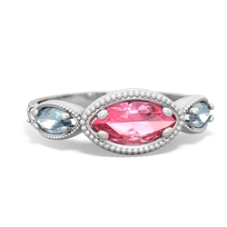 Lab Pink Sapphire Milgrain Marquise 14K White Gold ring R5700