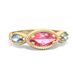 Lab Pink Sapphire Milgrain Marquise 14K Yellow Gold ring R5700