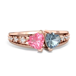 Lab Pink Sapphire Heart To Heart 14K Rose Gold ring R3342