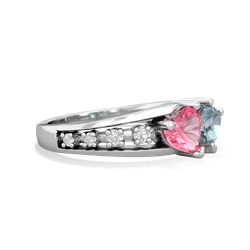 Lab Pink Sapphire Heart To Heart 14K White Gold ring R3342