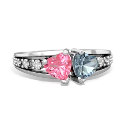 Lab Pink Sapphire Heart To Heart 14K White Gold ring R3342