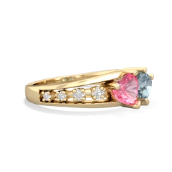 Lab Pink Sapphire Heart To Heart 14K Yellow Gold ring R3342