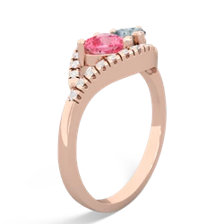 Lab Pink Sapphire Mother And Child 14K Rose Gold ring R3010