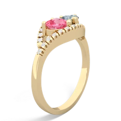 Lab Pink Sapphire Mother And Child 14K Yellow Gold ring R3010