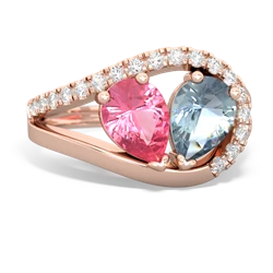 Lab Pink Sapphire Nestled Heart Keepsake 14K Rose Gold ring R5650