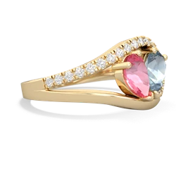 Lab Pink Sapphire Nestled Heart Keepsake 14K Yellow Gold ring R5650