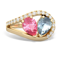 Lab Pink Sapphire Nestled Heart Keepsake 14K Yellow Gold ring R5650