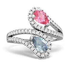 Lab Pink Sapphire Diamond Dazzler 14K White Gold ring R3000