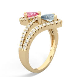 Lab Pink Sapphire Diamond Dazzler 14K Yellow Gold ring R3000