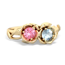 Lab Pink Sapphire Rose Garden 14K Yellow Gold ring R5510