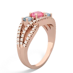 Lab Pink Sapphire Three Stone Aurora 14K Rose Gold ring R3080