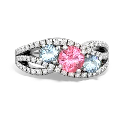 Lab Pink Sapphire Three Stone Aurora 14K White Gold ring R3080