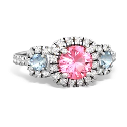 Lab Pink Sapphire Regal Halo 14K White Gold ring R5350