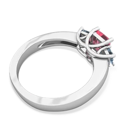 Lab Pink Sapphire Three Stone Trellis 14K White Gold ring R4015