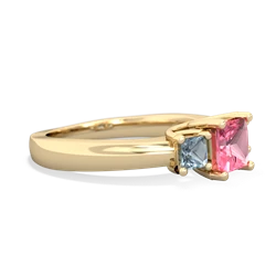 Lab Pink Sapphire Three Stone Trellis 14K Yellow Gold ring R4015