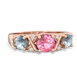 Lab Pink Sapphire Hugs And Kisses 14K Rose Gold ring R5016