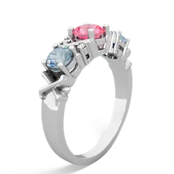 Lab Pink Sapphire Hugs And Kisses 14K White Gold ring R5016