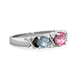 Lab Pink Sapphire Hugs And Kisses 14K White Gold ring R5016