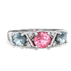 Lab Pink Sapphire Hugs And Kisses 14K White Gold ring R5016