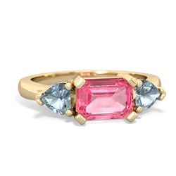 Lab Pink Sapphire Three Stone 14K Yellow Gold ring R5235