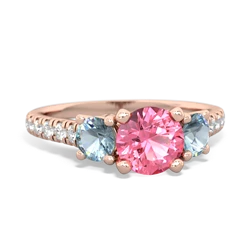 Lab Pink Sapphire Pave Trellis 14K Rose Gold ring R5500