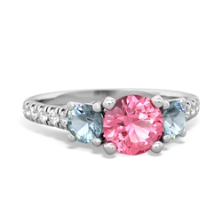 Lab Pink Sapphire Pave Trellis 14K White Gold ring R5500