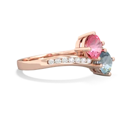 Lab Pink Sapphire Channel Set Two Stone 14K Rose Gold ring R5303