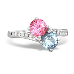 Lab Pink Sapphire Channel Set Two Stone 14K White Gold ring R5303