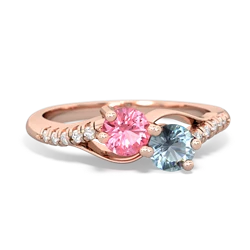 Lab Pink Sapphire Infinity Pave Two Stone 14K Rose Gold ring R5285