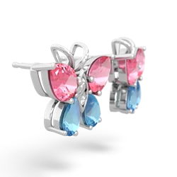 Lab Pink Sapphire Butterfly 14K White Gold earrings E2215