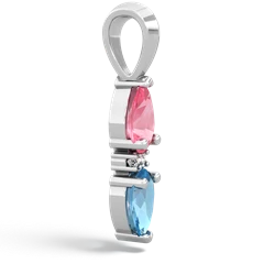 Lab Pink Sapphire Bowtie Drop 14K White Gold pendant P0865