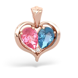 Lab Pink Sapphire Two Become One 14K Rose Gold pendant P5330