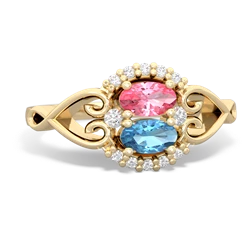 Lab Pink Sapphire Love Nest 14K Yellow Gold ring R5860